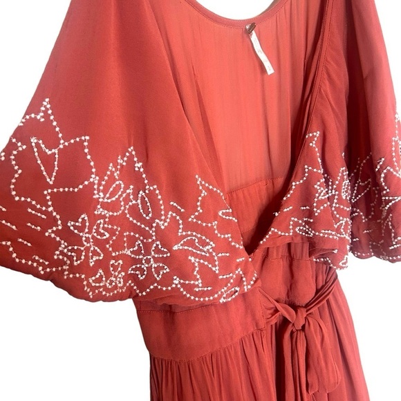 Free People Sylvia Sequin Beaded Flounce Mini Wrap Dress - Picture 8 of 14